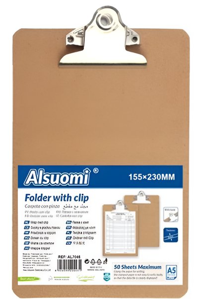 OEM Πινακίδα σημειώσεων MDF A5 με μεταλλικό κλιπ Alsuomi AL7046