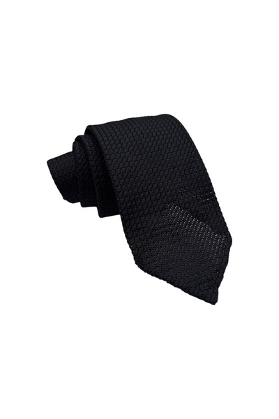 erika Μεταξωτή Γραβάτα Grenadine/Garza Grossa Dark Navy Hand-Rolled 8εκ.