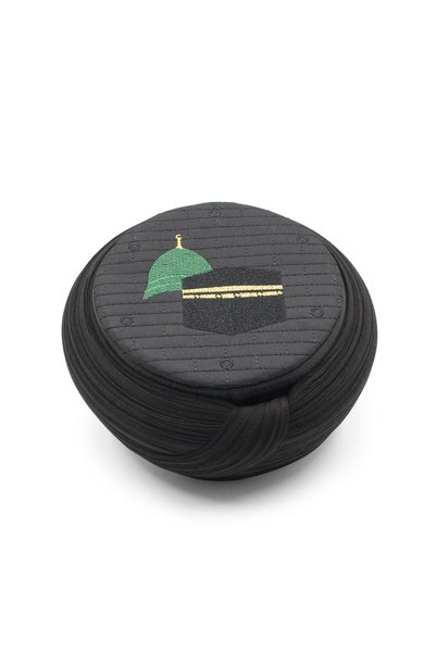 SARIKHANE YÜKSEK TEKNOLOJİ MAKİNE SARIMI Hajj Umrah Sarige - Black Fabric - B...