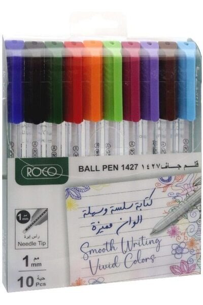 Generic مجموعة أقلام حبر جاف ناعمة الكتابة 1427، 10 قطع، متنوعة الألوان