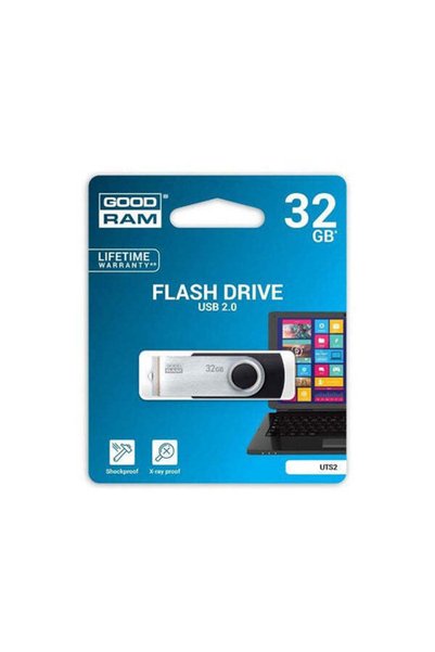 Goodram USB флашка UTS2 32GB, USB 2.0, Черен/Сребрист