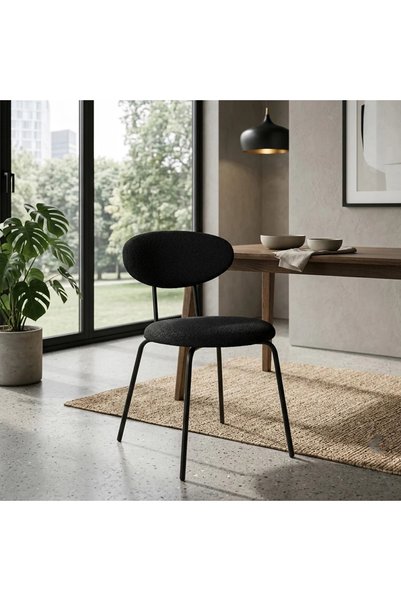 Generic Black Metal Dining Chair with Elegant Design-Black-77X48X48 cm