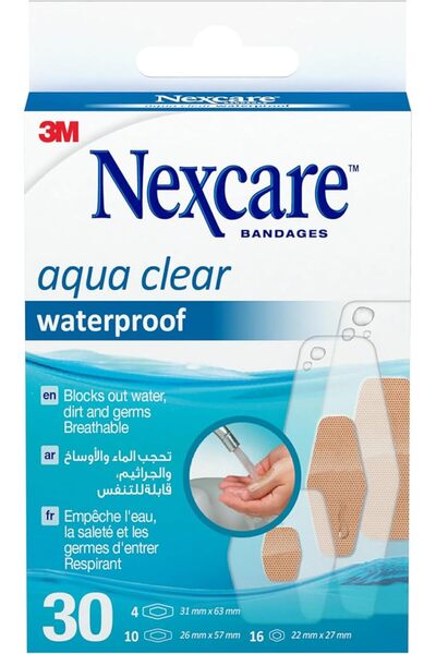 Nexcare Absolute Waterproof Bandages/plasters Assorted sizes, 30 units/pack |...