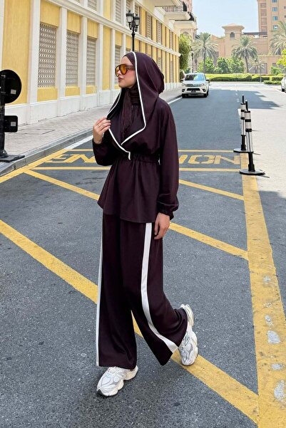 Hazamoda Naly Kapüşonlu Takım Mürdüm