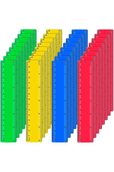 KASTWAVE 32 Pack 6 Inch Mini Plastic Rulers for Kids, Measuring Tool with Inc...