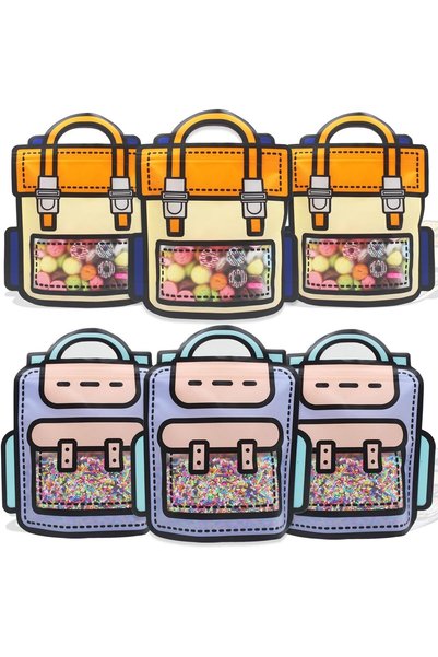 GENERAL 30 Pack Cartoon Backpack Goodie Bags Clear Gift Candy Bags with Handl...