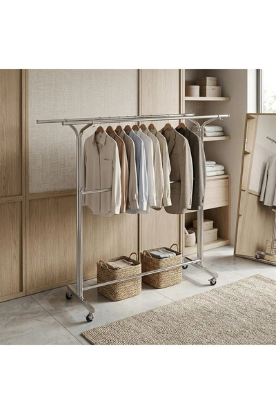 Generic Luxury Design Stainless Steel Clothes Rack _Silver_ 120X46X200Cm