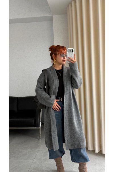Bak'ap Cardigan lung premium Şardonlu, 50% lână, cu guler șal