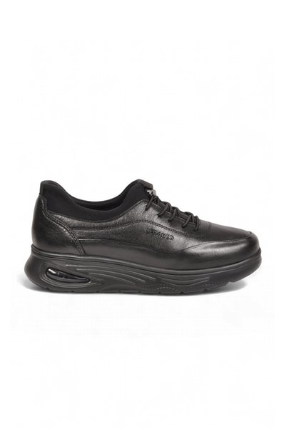 Voyager Anatomical Comfortable Sole Rubber Laced Black Genuine Leather Women'...