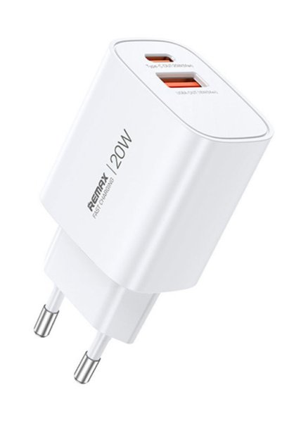 Remax Φορτιστής ταχείας φόρτισης GaN 20W USB-C και USB-A λευκό U187-AC20W