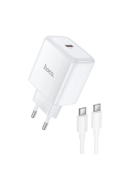 Hoco N83 GaN φορτιστής 40W με καλώδιο Type-C και θύρα USB-C σε λευκό χρώμα