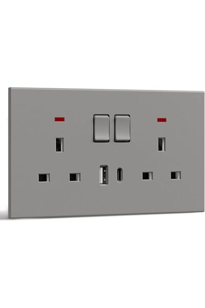 Generic مقبس حائط مزدوج التبديل، منفذ طاقة كهربائي مع منافذ شحن USB C و USB A...
