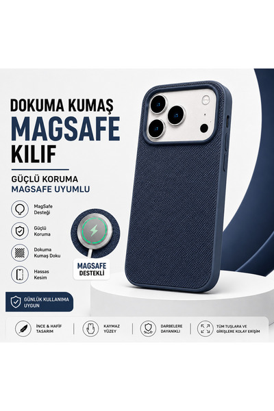 HYPERSOFT iPhone 18 Pro (6.3 Inch) Compatible Woven Fabric Textured Rough Lux Magsafe Case