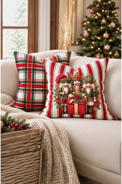CANİLA Digital Printed Lead Soldier Patterned Throw Pillow Cover. Christmas D...
