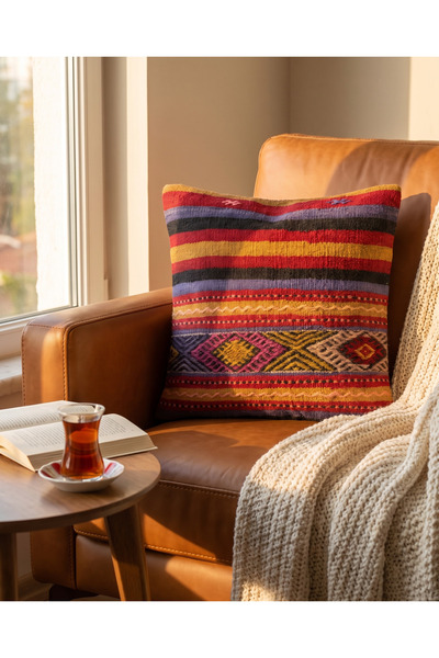 last icon Ethnic Patterned Retro Kilim Cushion Cover 45X45 cm Vintage Look Mu...
