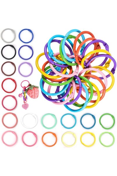 Generic 200 Pcs Metallic Binder Rings 1 Inch Colorful Loose Leaf Rings for In...