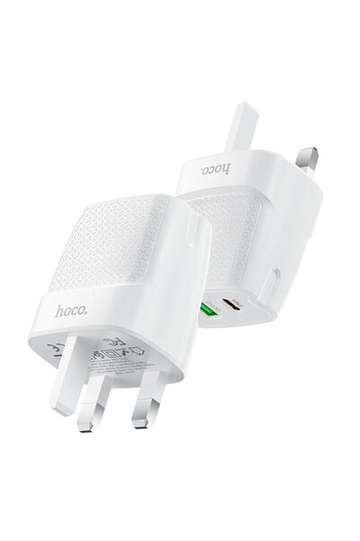 Hoco Φορτιστής 20W UK με θύρες USB-C και USB-A C85B Bright