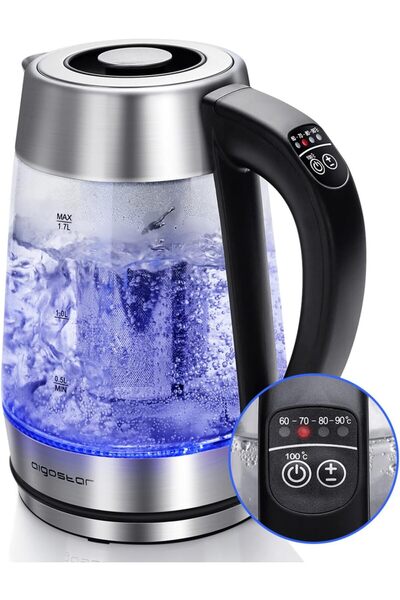 OEM Γυάλινος ηλεκτρικός βραστήρας 1,7L 2200W με 5 θερμοκρασίες, LED και φίλτρ...