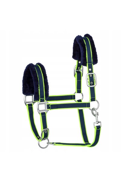 start Șa de cal NTF cu garnitură de blană verde neon COMPLETĂ