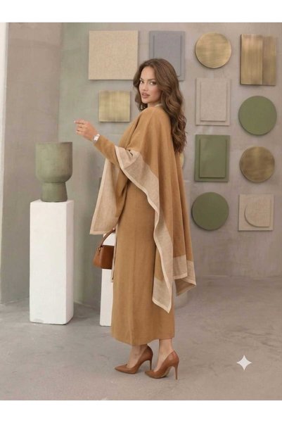 newmisal Women's Double Interlaced Dress Poncho Knitwear Set
