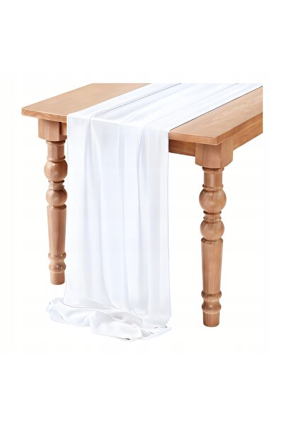 NO BRAND Material textil satinat alb 0.36x9m traversă de masă pentru decorați...