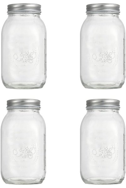 Generic Classic 4 Pcs Wide Mouthed Glass Mason Jar, Jam Salad Glass Bottle, G...