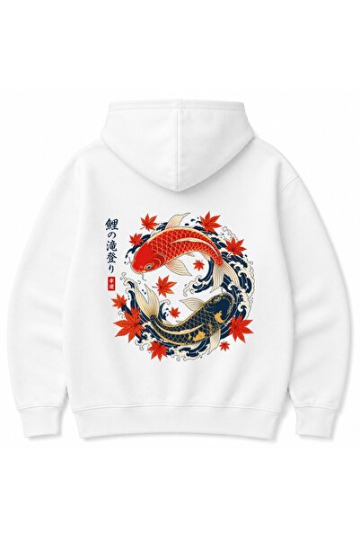 Rabona Fashion Koi Harmony – Japanese Koi Fish & Maple Leaves Graphic Hoodie