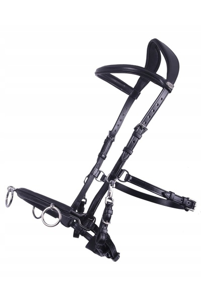 QHP Ham din piele pentru cal negru XFULL