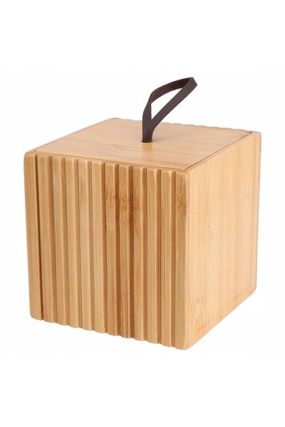 Bathroom Solutions Organizator de baie, recipient din bambus cu capac 9x9x9