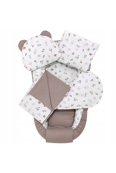 Jukki Set de bebeluș elementar din 5 piese, sac de dormit tip cuib din bumbac