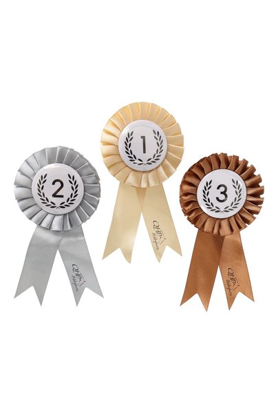 QHP Set de 3 rozete pentru cai de hobby, AUR, argint, BRONZ