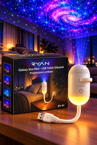 kadex 12 Diskli Galaksi Projektörü USB 5V Mini Gece Lambası, Yıldız ve Gökyüzü Projeksiyon Işığı