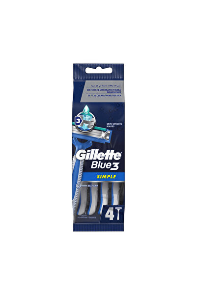 Gillette Blue Simple3 Men's Disposable Razor Blades - 4 Pack