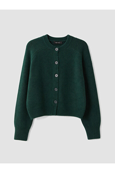 LC Waikiki Lcw Vision Green Knitwear Plain Short Women's Cardigan with Nevavm...