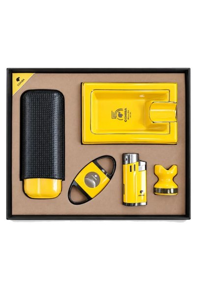 Parmida Cohiba Sarı Siyah Beşli Puro Aksesuar Seti CSTG313