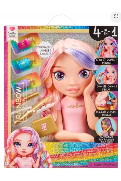MGA Cap de coafură Rainbow High Bella Parker, Accesorii de coafură și machiaj