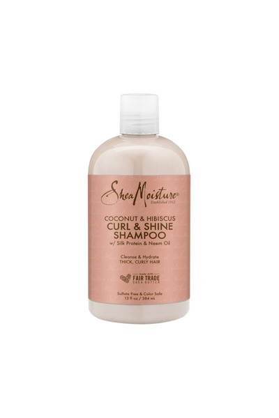 Shea Moisture شامبو جوز الهند والكركديه والشعر المجعد واللمعان - 384 مل