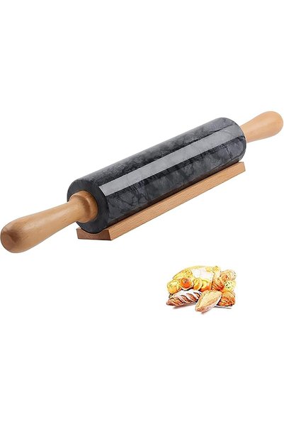 Generic Marble Rolling Pin with Wooden Cradle, Non-Stick Rolling Pin, 18.5 in...