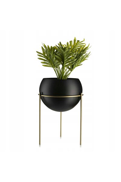 HowHomely Suport floral auriu cu husă neagră 25 cm LOFT metal