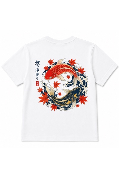 Rabona Fashion Koi Harmony – Japanese Koi Fish & Maple Leaves Kids Graphic T-...
