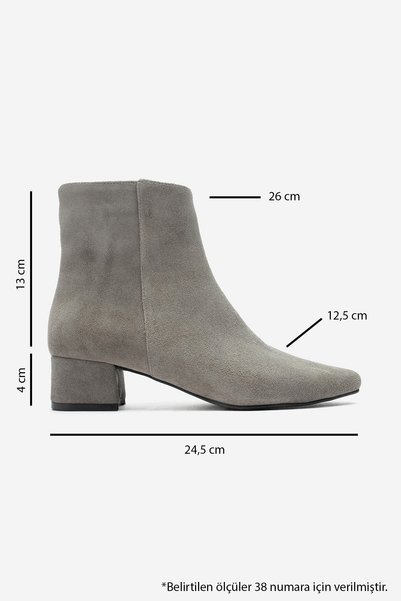 LuviShoes MAROBY Cizme de damă din piele naturală din piele întoarsă gri, cu toc gros