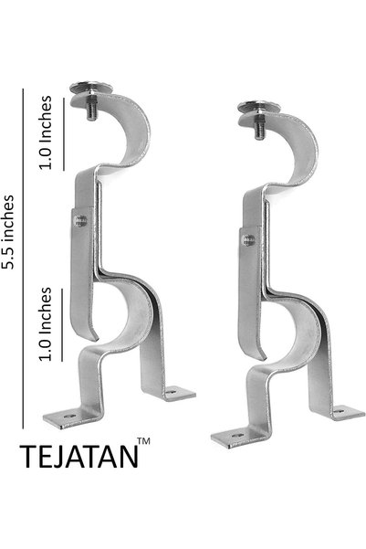 Generic Beezu Double Curtain Rod Brackets -Silver (Set Of 2) (Also Known As - Drapery Bracket Set For Draperies/Adjustable Bracket) (Silver)