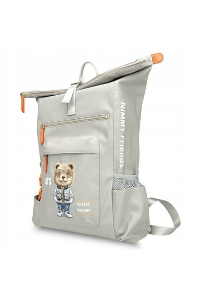 NO BRAND Rucsac Nimmy Cool&Cute 2.0 Bear pentru laptop, gri