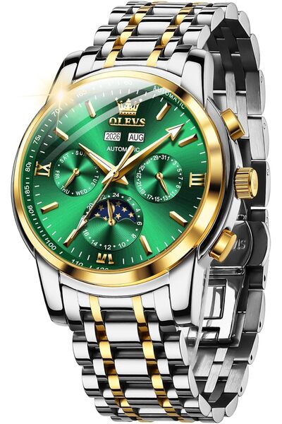 Generic Leather Watches for Men, Big Face Stainless Steel Analog Quartz Watch...
