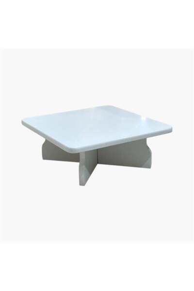 Ashredh Store طاولة خدمة أرضية خشب جودة عالية لون أبيض صغير 35x35 سم