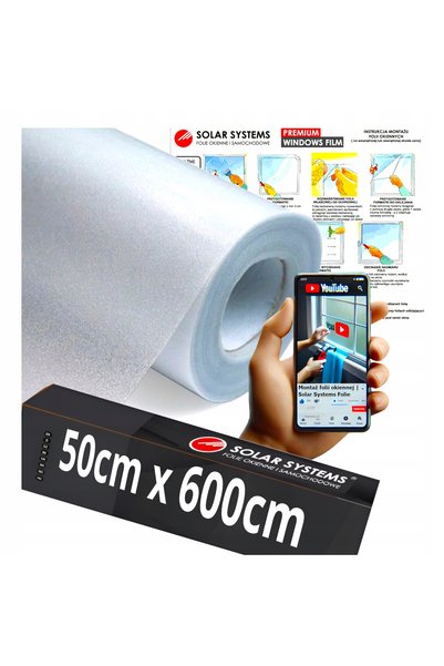 Solar Systems Folie mată opacă alb lăptos 50x600cm pentru geam. Folie mată pe...