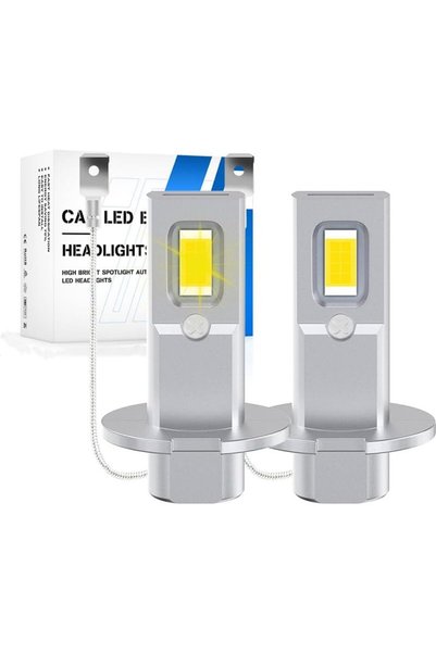 Generic مصابيح ضباب LED H3 بلون أصفر 3000K، عبوة من قطعتين، إضاءة نهارية فائق...