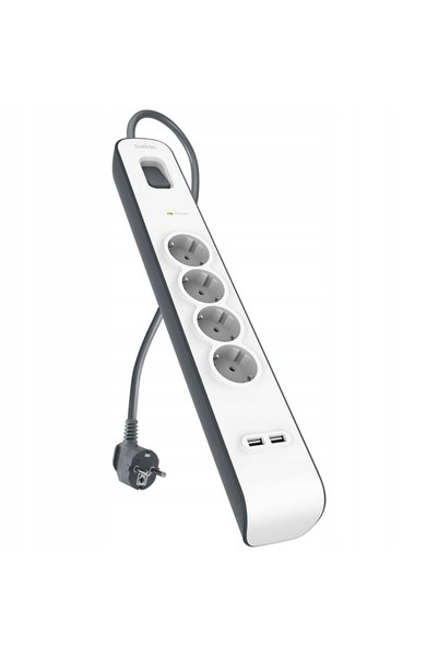 Belkin Prelungitor cu 4 prize + 2xUSB-A, cablu de 2m BSV401vf2M-V2