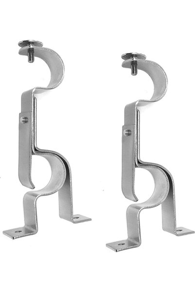 Generic Beezu Double Curtain Rod Brackets -Silver (Set Of 2) (Also Known As - Drapery Bracket Set For Draperies/Adjustable Bracket) (Silver)