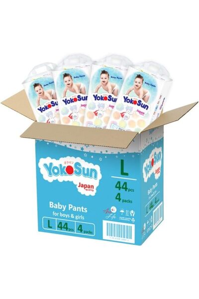 YokoSun حفاضات أطفال، مقاس 4 / L (9-14 كجم)، 176 قطعة - فائقة النعومة، مضادة ...